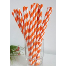 Paper Straws - Orange stripes x25